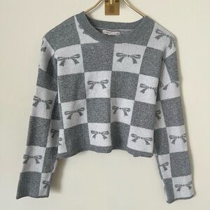 Sincerely Jules coquette Girl neutral Knit Sweater with Bow Accents size S